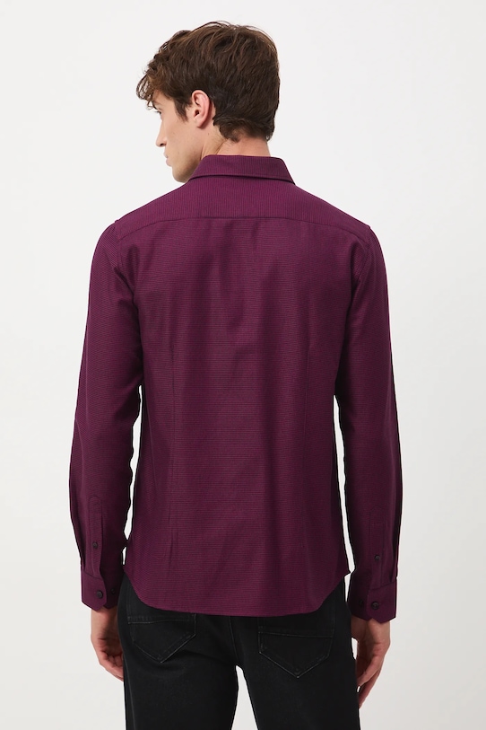 Oblečení Košile pánská s klasickým límcem s jemným vzorem RW25-KDM700 burgundské