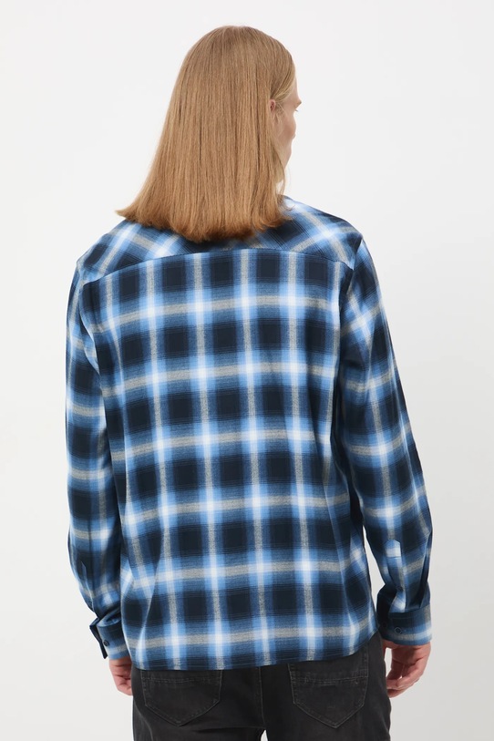 Odzież Koszula męska z kołnierzykiem klasycznym w kratę RW25-KDM804 granatowy