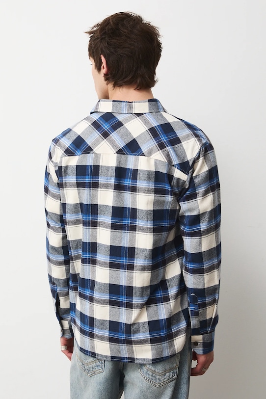 Bavlnená košeľa s klasickým károvaným golierom tmavomodrá RW25-KDM903
