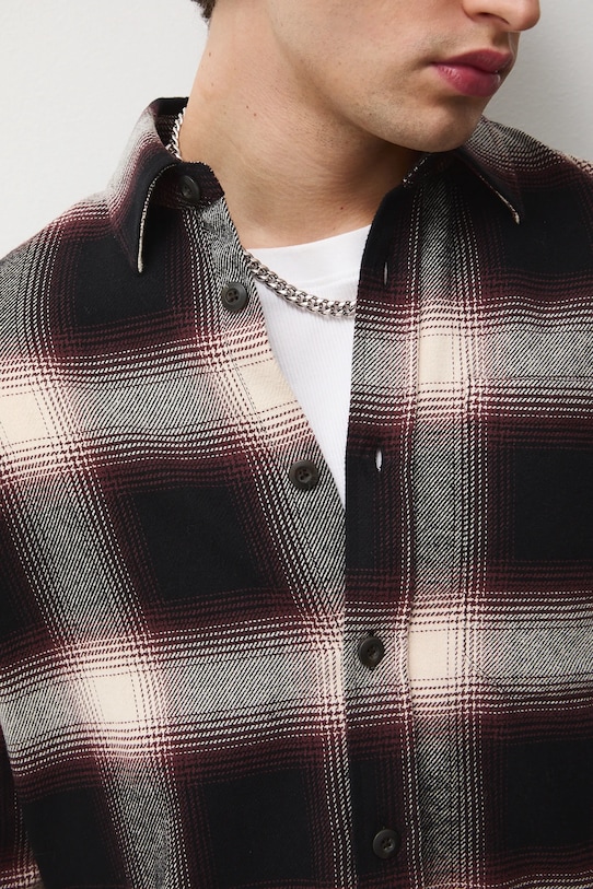 Koszula bawełniana męska z kołnierzykiem klasycznym w kratę RW25-KDM904 brązowy