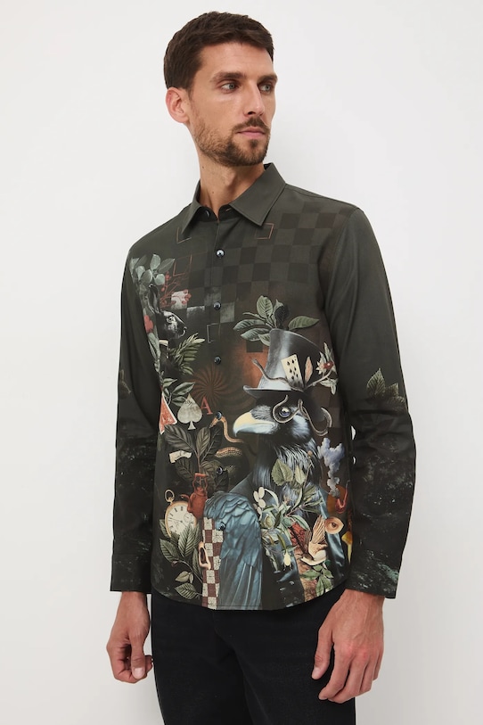 Koszula męska z kołnierzykiem klasycznym wzorzysta wzorzyste multicolor RW25-KDM907