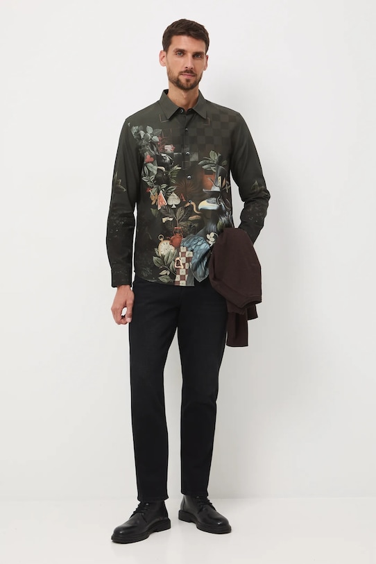 Koszula męska z kołnierzykiem klasycznym wzorzysta RW25-KDM907 multicolor RW25