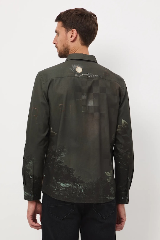 Odzież Koszula męska z kołnierzykiem klasycznym wzorzysta RW25-KDM907 multicolor