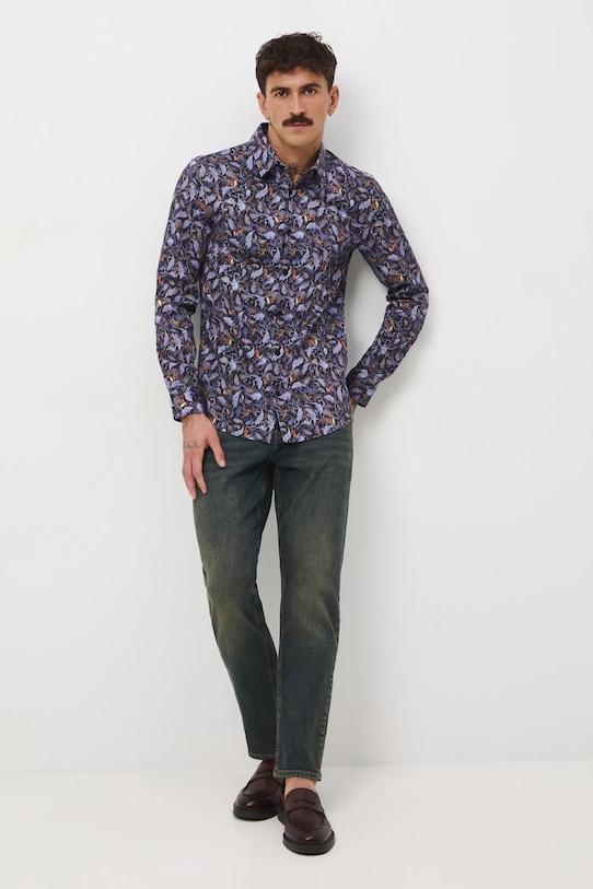 Koszula męska z kołnierzykiem klasycznym wzorzysta RW25-KDMA20 multicolor RW25