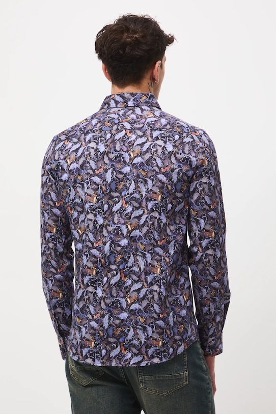 Odzież Koszula męska z kołnierzykiem klasycznym wzorzysta RW25-KDMA20 multicolor