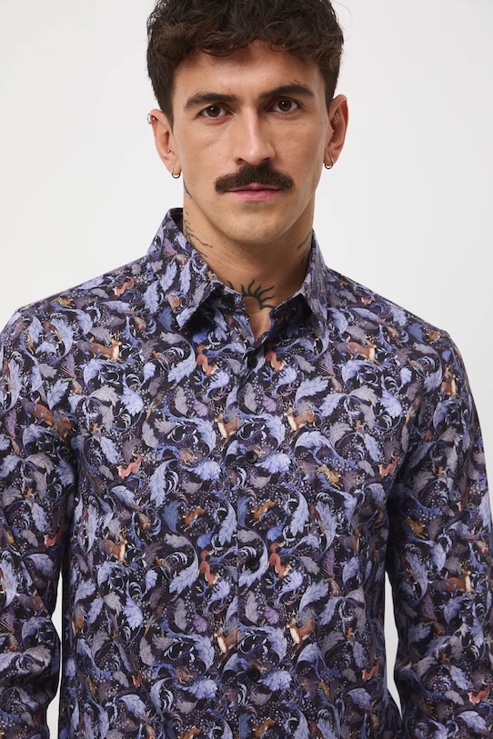 Koszula męska z kołnierzykiem klasycznym wzorzysta RW25-KDMA20 multicolor