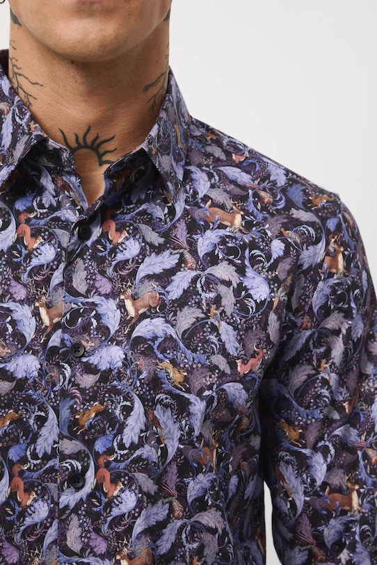 Koszula męska z kołnierzykiem klasycznym wzorzysta RW25-KDMA20