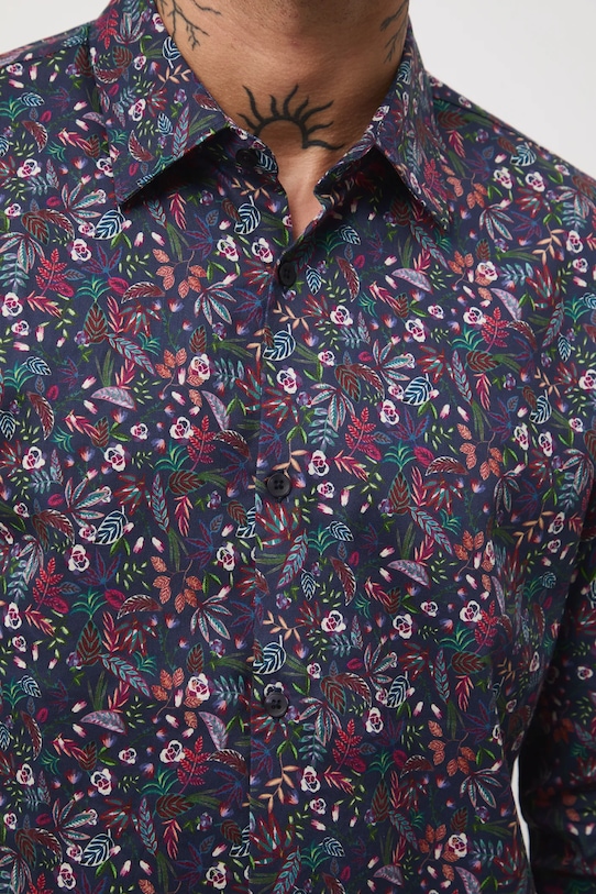 Bavlnená košeľa s klasickým golierom, so vzorom RW25-KDMA23 viacfarebná