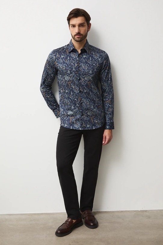 Koszula męska z kołnierzykiem klasycznym wzorzysta casual multicolor RW25-KDMB11