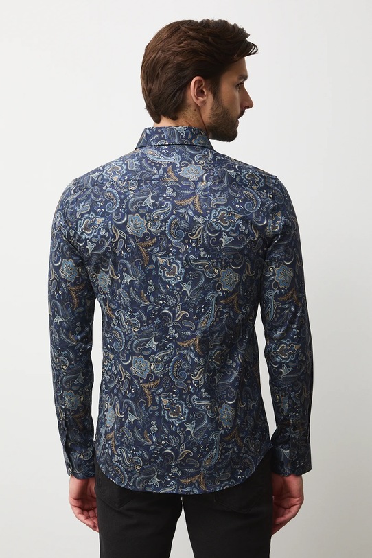 Odzież Koszula męska z kołnierzykiem klasycznym wzorzysta RW25-KDMB11 multicolor