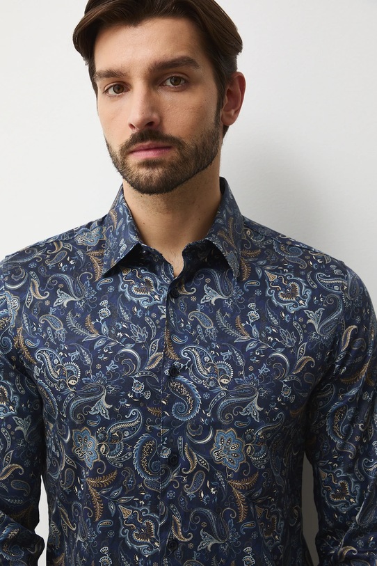 Koszula męska z kołnierzykiem klasycznym wzorzysta multicolor RW25-KDMB11