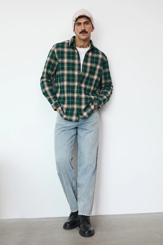 Medicine koszula bawełniana wzorzyste zielony RW25-KDMB19