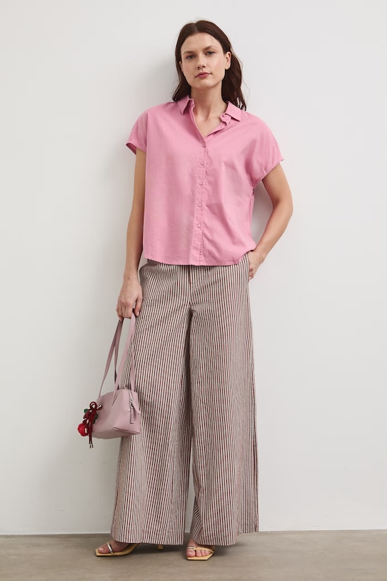 Medicine koszula z domieszką lnu RW25-KKD102 różowy RS26