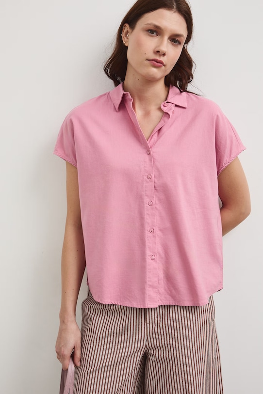 Odzież Medicine koszula z domieszką lnu RW25-KKD102 różowy