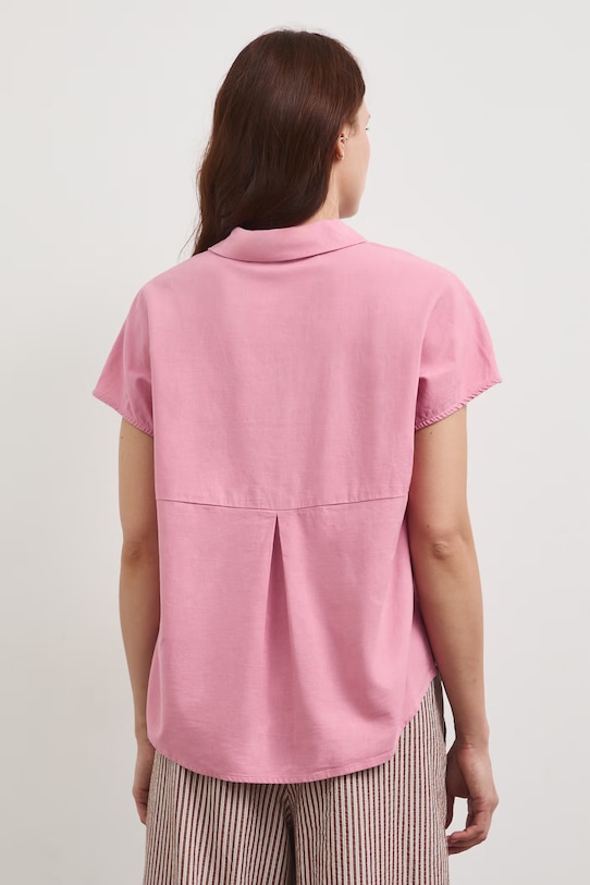 Medicine koszula z domieszką lnu różowy RW25-KKD102