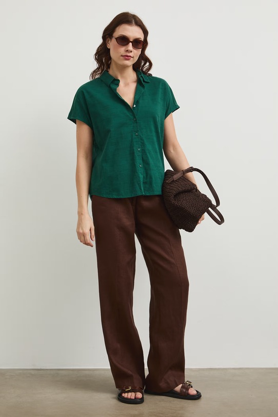 Košeľa s prímesou ľanu Medicine RW25-KKD102 zelená RS26