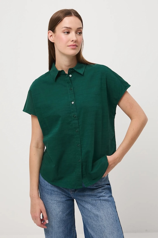 Medicine cămașă din amestec de in RW25-KKD102 verde RS26
