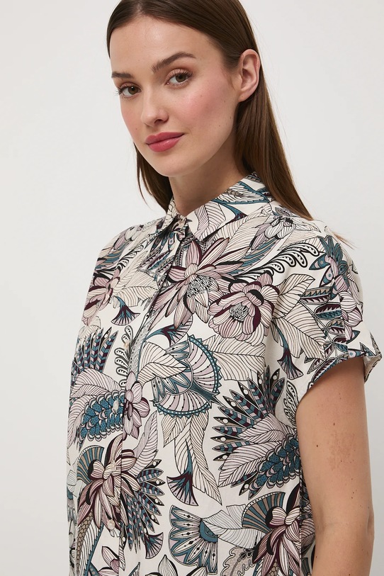 Koszula z domieszką lnu damska wzorzysta multicolor RW25-KKD102