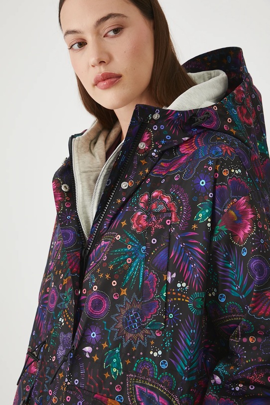 Parka damska oversize wzorzysta multicolor RW25-KPD101