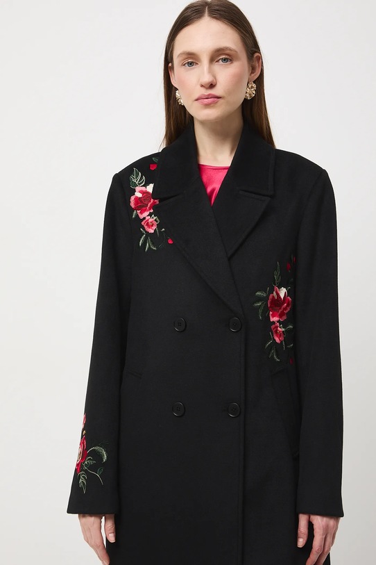 Medicine płaszcz z domieszką wełny czarny RW25-KPDB03