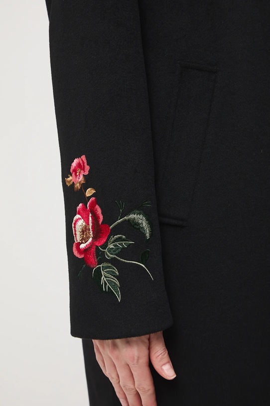 Medicine płaszcz z domieszką wełny RW25-KPDB03 czarny