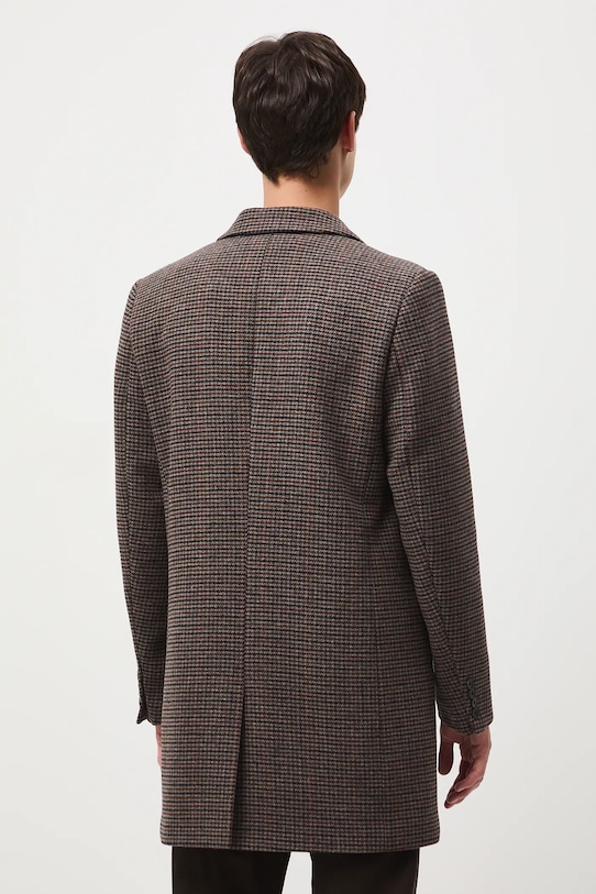 Płaszcz z domieszką wełny męski brązowy RW25-KPM501