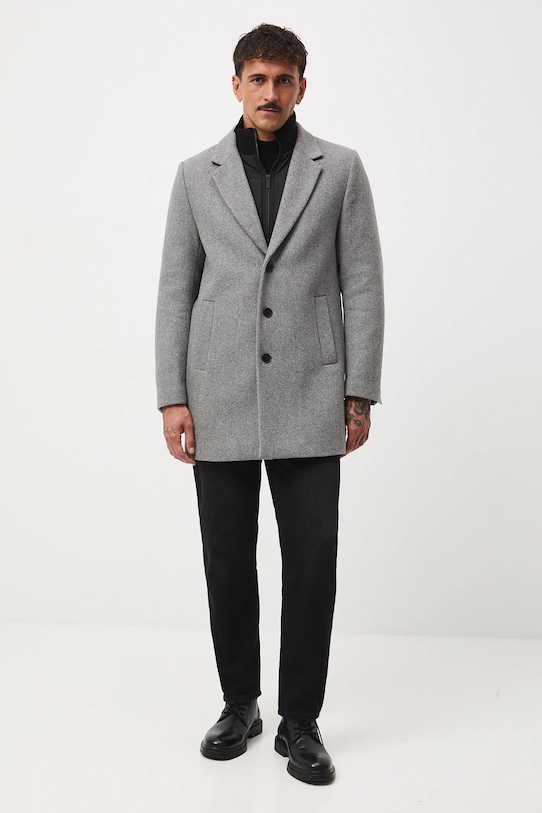 Medicine płaszcz z domieszką wełny szary RW25-KPM506