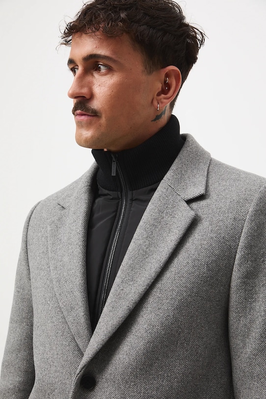 Medicine płaszcz z domieszką wełny RW25-KPM506 szary