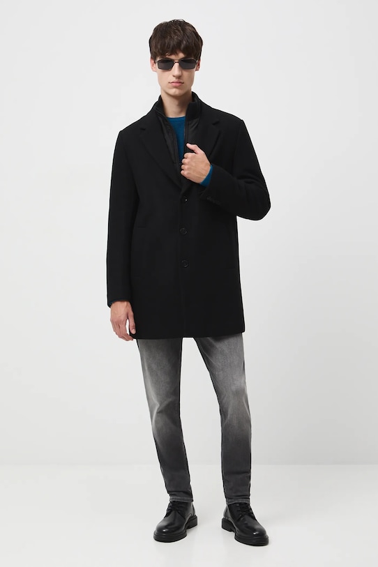 Medicine płaszcz z domieszką wełny pozostałe czarny RW25-KPM506