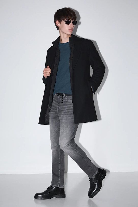 Medicine płaszcz z domieszką wełny czarny RW25-KPM506