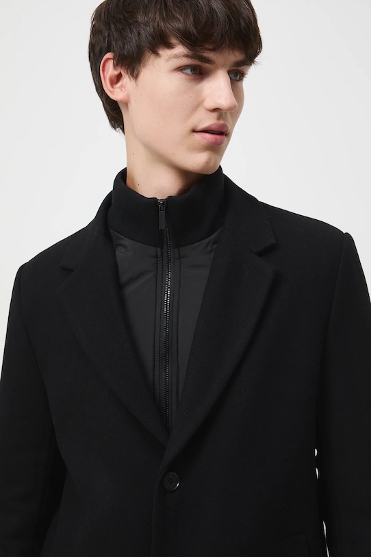 Medicine płaszcz z domieszką wełny RW25-KPM506 czarny