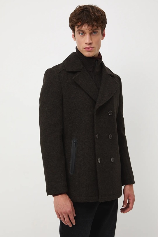 Płaszcz wełniany męski melanżowy RW25-KPM700 brązowy RW25