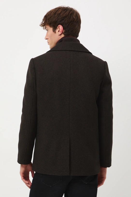 Odzież Płaszcz wełniany męski melanżowy RW25-KPM700 brązowy