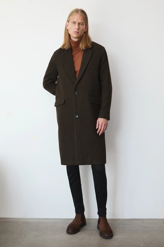 Medicine płaszcz z domieszką wełny bez kaptura brązowy RW25-KPM801