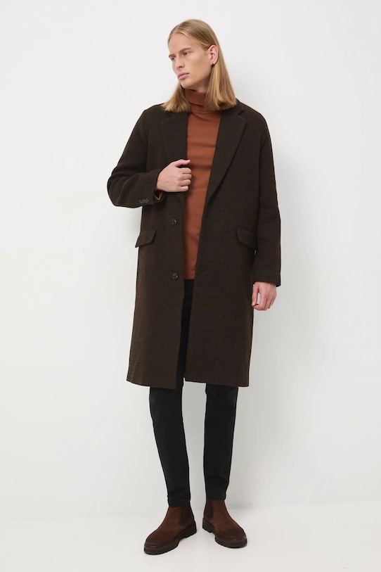 Medicine płaszcz z domieszką wełny RW25-KPM801 brązowy RW25