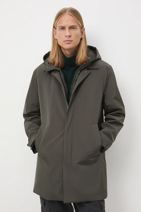 Parka pánská bez vzoru s kapucí zelená RW25-KPM810