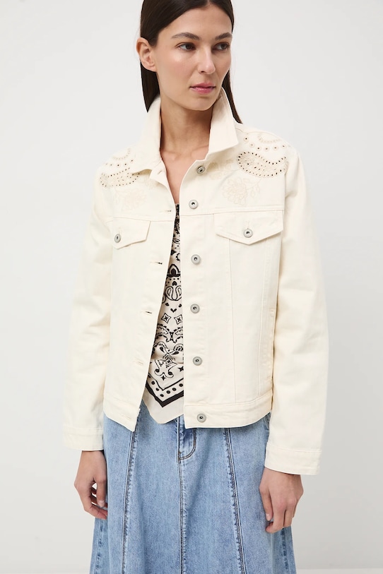 Medicine kurtka damska jeansowa beżowy RW25-KUD104