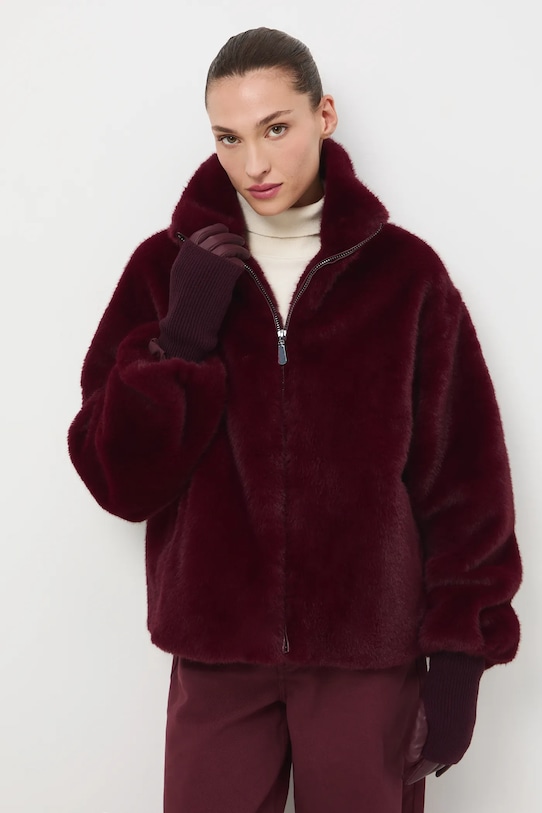 Kurtka damska z imitacji futerka RW25-KUD808 bordowy RW25