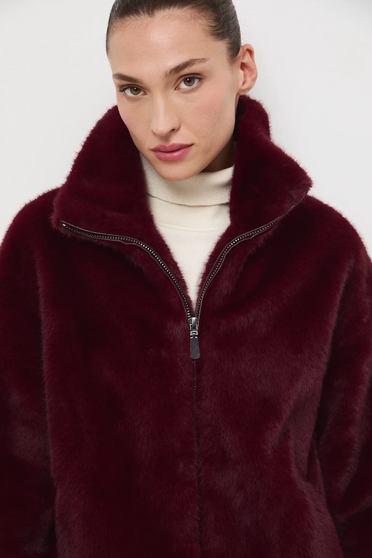 Kurtka damska z imitacji futerka bordowy RW25-KUD808