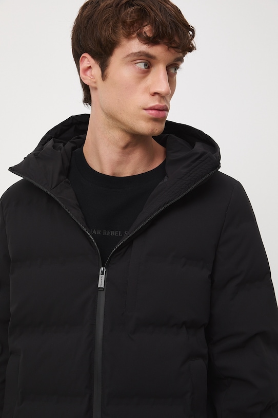 Kurtka puchowa męska pikowana czarny RW25-KUM711