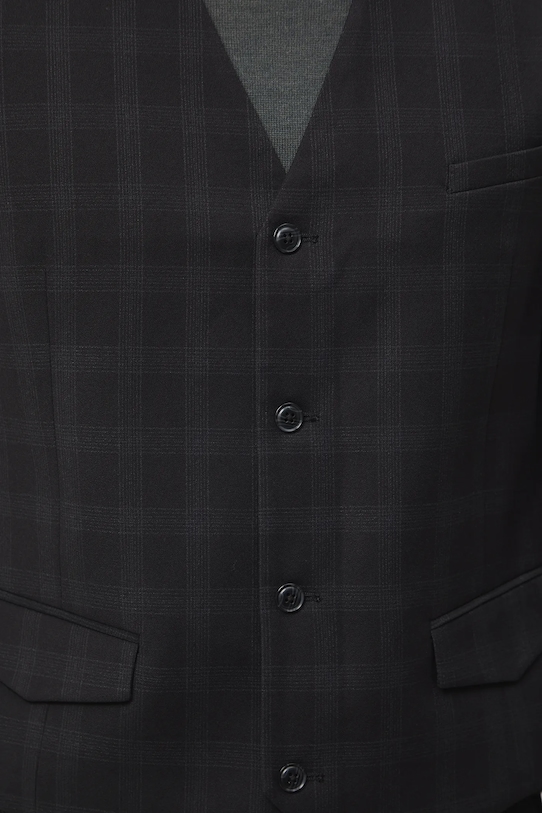 Kamizelka męska slim w kratę czarny RW25-KZMA20