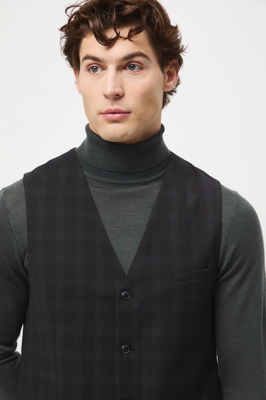 Kamizelka męska slim w kratę RW25-KZMA20 czarny