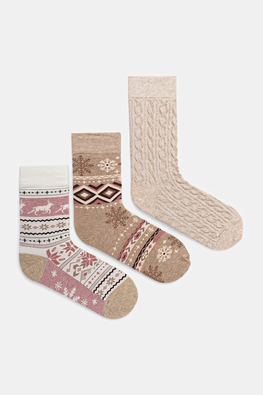 Bavlnené ponožky vzorované (3-pack) dlhé ponožky viacfarebná RW25-LBDB04