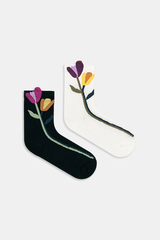 Skarpetki bawełniane damskie w kwiaty (2-pack) skarpetki długie multicolor RW25-LGD403