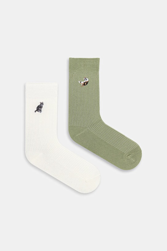 Skarpetki damskie z ozdobnym haftem w koty (2-pack) animal multicolor RW25-LGD409