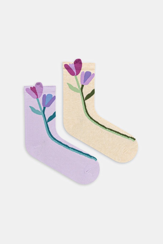 Skarpetki bawełniane damskie w kwiaty (2-pack) skarpetki długie multicolor RW25-LGD410