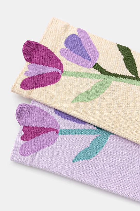 Skarpetki bawełniane damskie w kwiaty (2-pack) RW25-LGD410 multicolor RW25