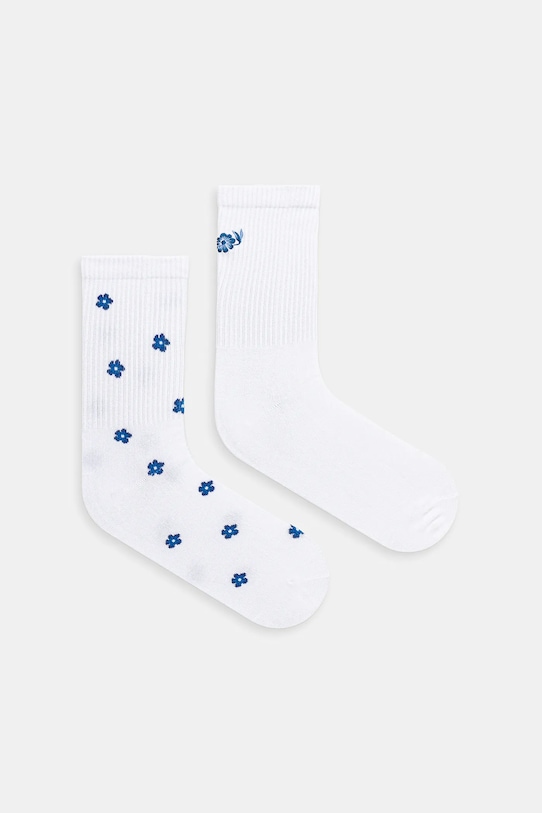 Skarpetki damskie z włókna bambusowego z ozdobnym haftem (2-pack) skarpetki długie biały RW25-LGD413