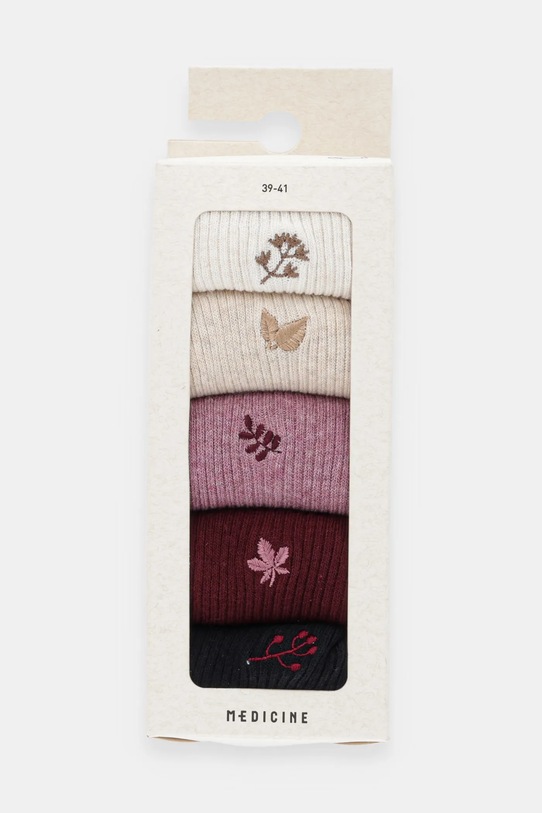 Odzież Skarpetki bawełniane damskie z ozdobnym haftem (5-pack) RW25-LGD608 multicolor