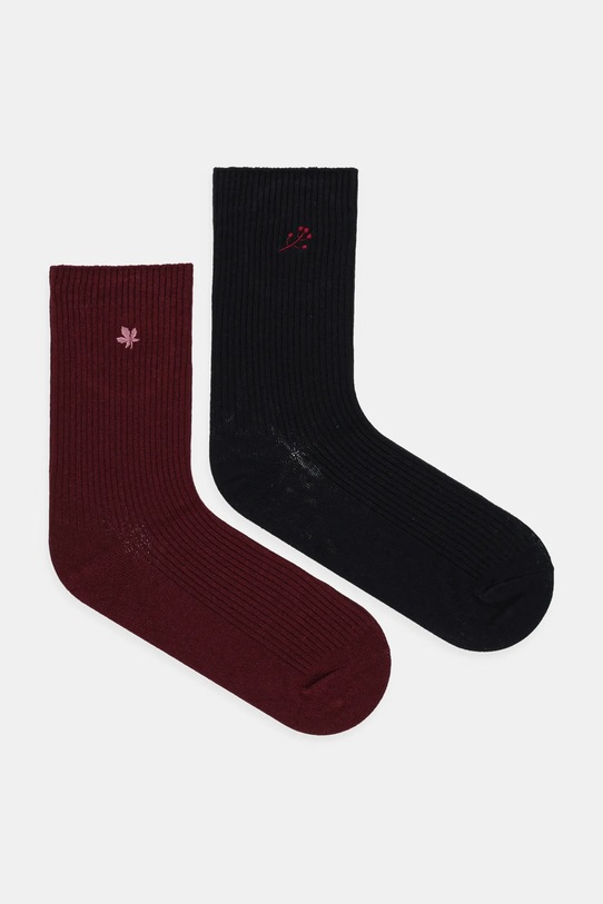 Skarpetki bawełniane damskie z ozdobnym haftem w kwiaty (2-pack) skarpetki długie multicolor RW25-LGD620